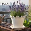 Nursery Pots for Green Plants Wavy Edge Planter with Saucer, Thickened Flower Pot Home Decor Drainage Holes, Modern Plant Indoor Outdoor Balcony