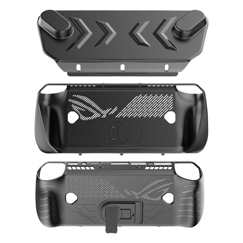 For Asus ROG Ally X Gaming Console TPU Protective Case With Kickstand and Front Cover +Tempered Film Shockproof Protector Shell