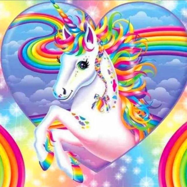 50X50CM 5D DIY Unicorn Diamond Painting Full Round Drill Cartoon Magic Unicorn Rhinestones Cross Stitch Mosaic Home Decor Kids Gift