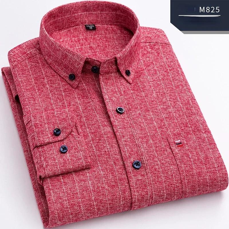 Tiszta Pamut Férfi Kockás Ing Hosszú Ujjú Normál Szabású Férfi Alkalmi Túlméretezett Ing Szabadidős Őszi Férfi Blúz Új Plusz Méret