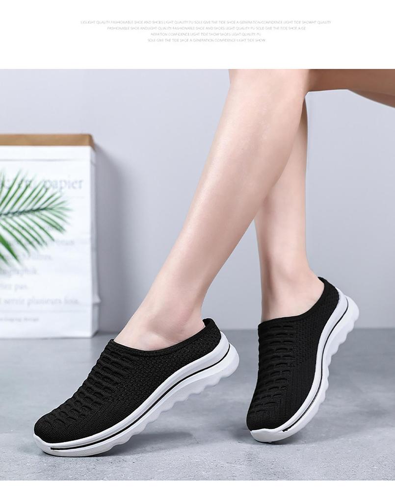 Women's Breathable Flyknit Slip-on Closed-toe Slippers - Lightweight, Soft Sole for Summer