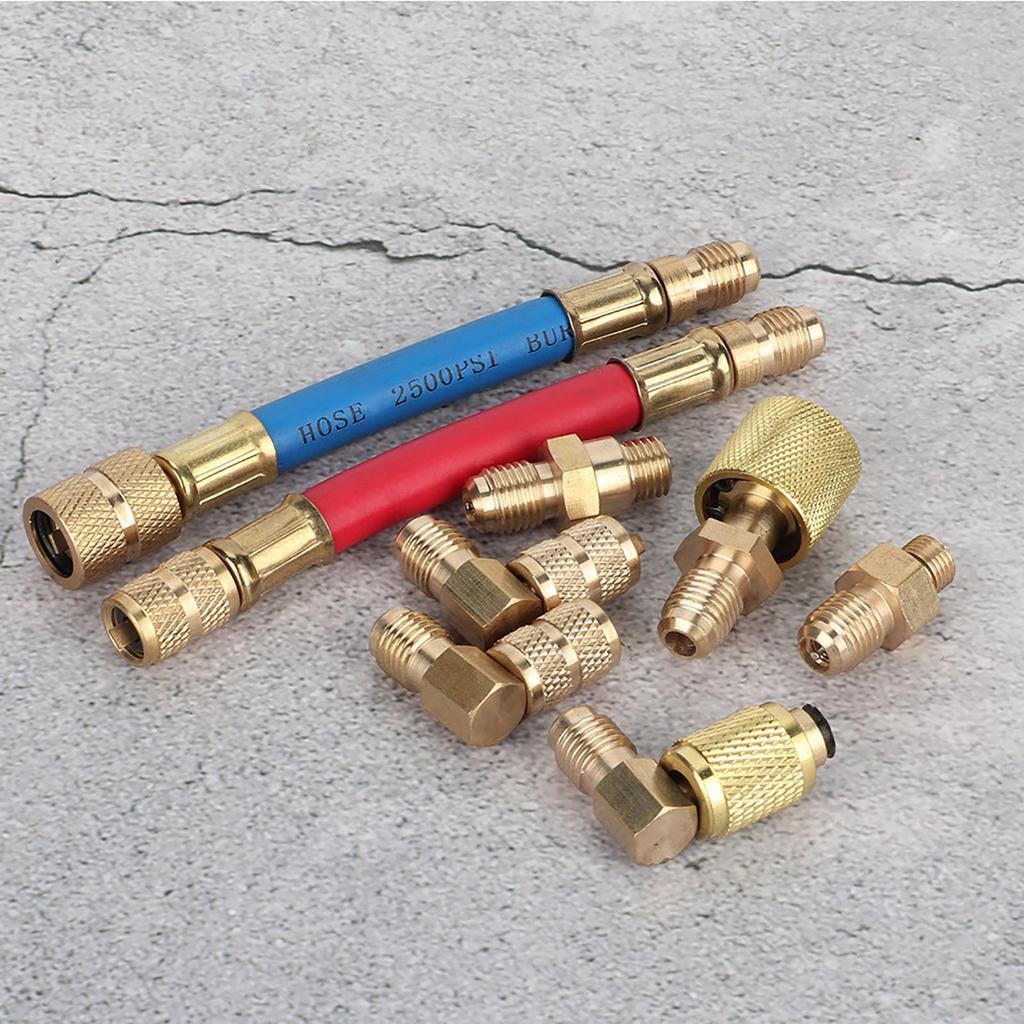 8pcs Set Air Conditioning Refrigeration R 12A C Connector Adapter Hoses R134A R12