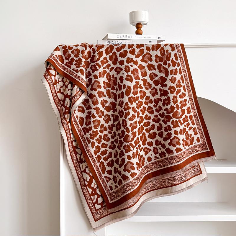 New office air conditioner shawl women's winter leopard print imitation cashmere scarf warm fashion scarf