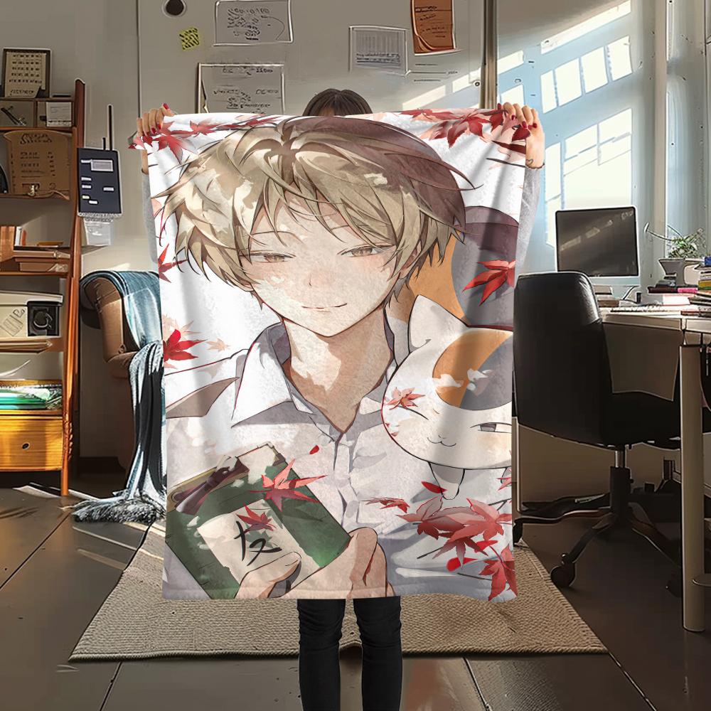 Takashi Natsume Print Flannel Blanket,High quality Comfortable for All Seasons,Home Decor,Warmth and Comfort,Perfect for Christmas Gifts