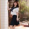 Japanese JK Short Sleeve Sailor Suit with Bow and Pleated Skirt - Academy Style (Set jk9002)
