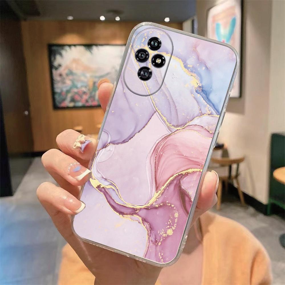 Colorful Leopard For Honor 200 90 Lite 50 70 X9 20 9X Marble Artistic Phone Case Transparent Clear Camera Protection Soft Cover