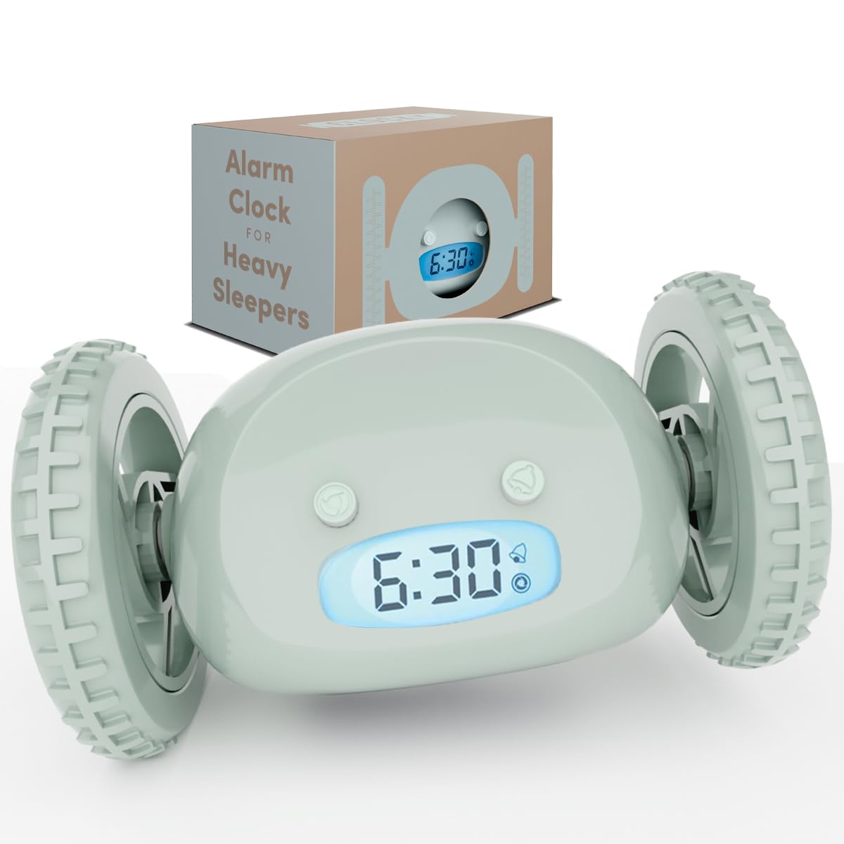 

CLOCKY Супер громкий будильник на колесиках Легкий в использовании Супер умный Отложенный сигнал Цифровой Вибрационный будильник для кровати Забавный подарок для и Спален Спящих, Вибрация с перекатыванием,