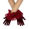 Elegante Samt-Brauthandschuhe mit Spitzenmanschetten-Design für Hochzeit und formelle Anlässe, Abendparty, Verkleidung, Handbekleidung