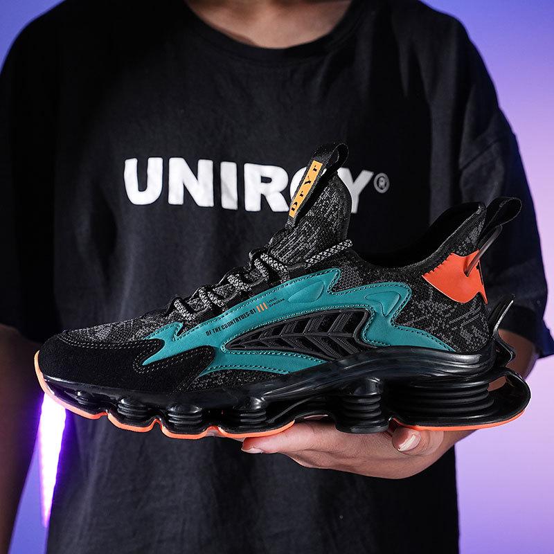 

Large size summer new thick-soled blade sports casual running shoes men s fly-woven breathable travel shoes 45 чорний