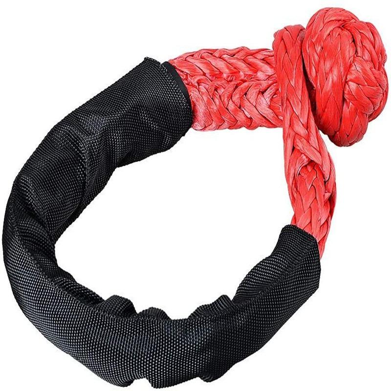 Manille souple en fibre synthétique pour remorquage de véhicule hors route, corde de traction pour remorque de voiture avec manchon de protection, capacité de 38 000 lb