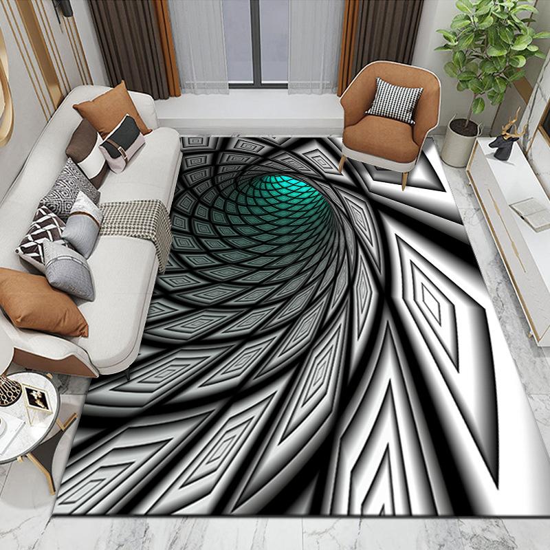 3D Vortex Illusion Carpet Entrance Door Floor Mat Abstract Geometric Optical Doormat Non-slip Floor Mat Living Room Decor Rug