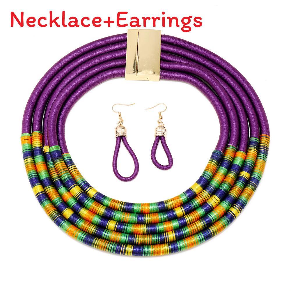 Spring Trend Ethnic Inspired Multilayer Collar Necklace Earrings For Women