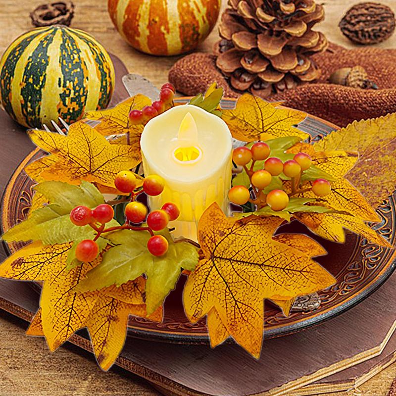 Jesienne Wieńce Pierścieniowe na Świece 9,8 Cala Wiejski Wieniec Pierścień na Świecę Dzień Żniw Wieniec Pierścień na Świecę Dzień Żniw Sztuczny Kuchenny