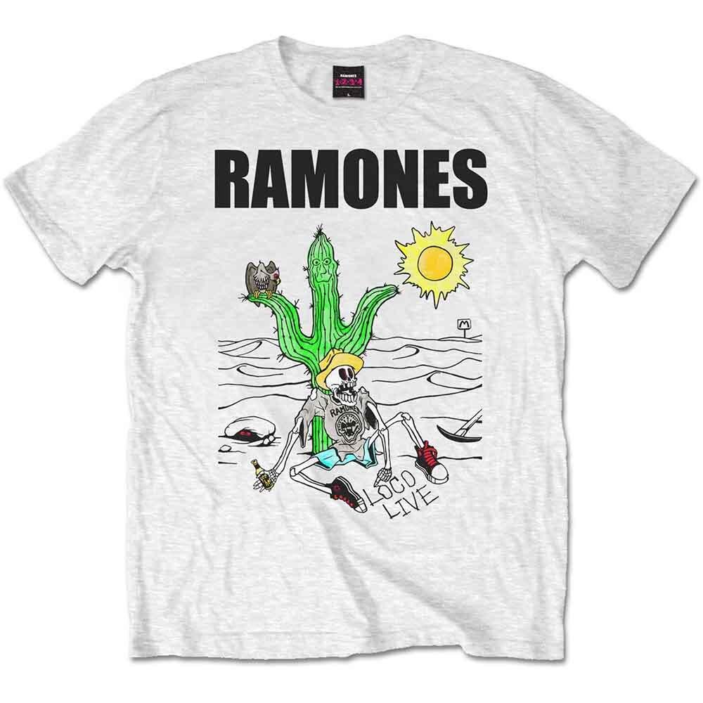 Ramones T Shirt Loco Live Band Logo Official Mens White S M