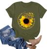 Sunflower Ladies Cute Print Short Sleeve Round Neck Front Shoulder Vintage Short Sleeve Summer Loose Shirt Top