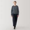 Pull Col Rond en Laine Lavable MUJI Charbon Taille L Femme Tricot Mi-Jauge, BA1P4A4A, Gris,