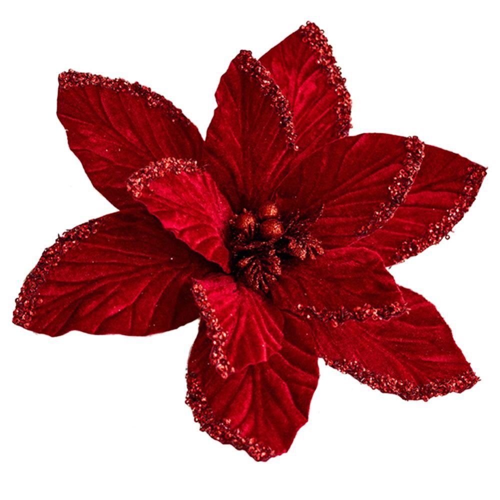 High Quality Fabric Plastic Christmas Artificial Flowers DIY Decoration Ornaments Fake Flower 30cm Christmas Decor Xmas