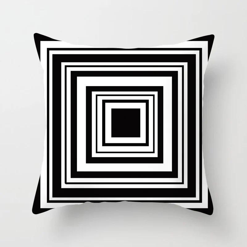 Black and White Geometric Portrait Pillowcase Home Sofa Office Cushion  Cover  Decor Car Decoration