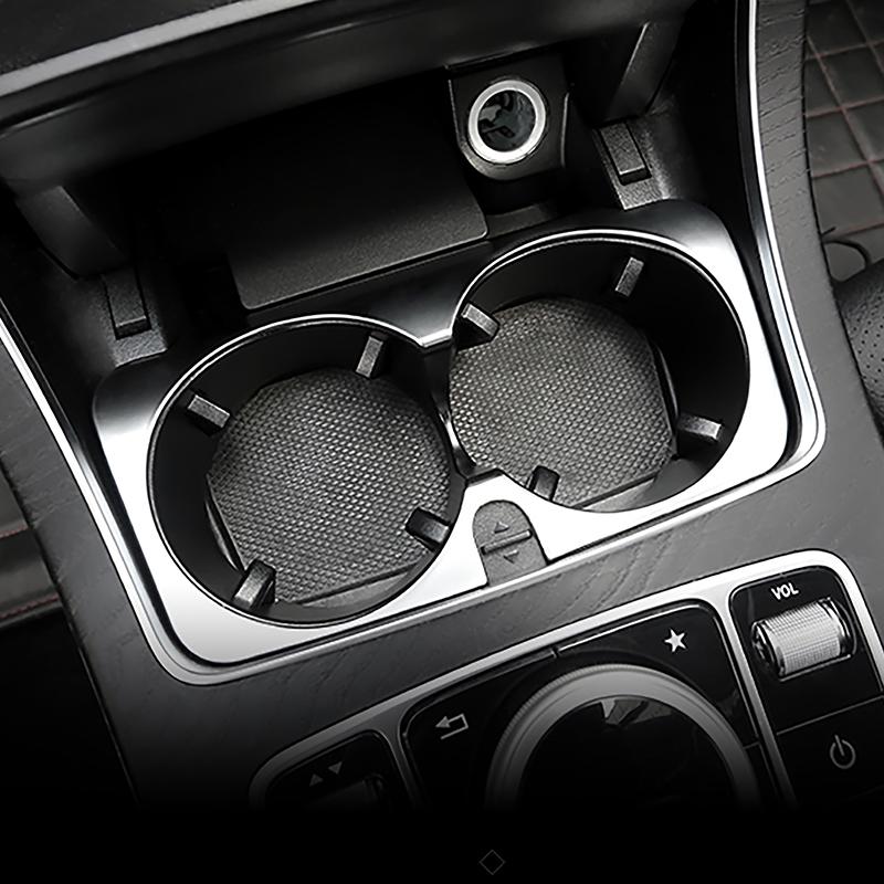 Car Console Water Cup Holder Panel Frame Decoration Sticker For Mercedes Benz GLC C E Class W205 W213 X253 Interior Accessories