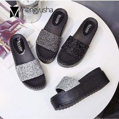 Sandalias tipo creepers con borde de tachuelas metálicas y cristales brillantes para mujer, sandalias de plataforma con punta abierta, color plata/gris oscuro.