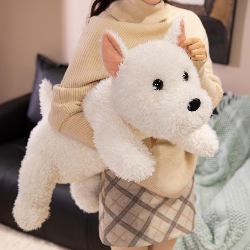 Adorable Lying Posture West Highland Plush Toy Pillow Plush Western Highland Playthings Simulated Western Highlands Children Idea Gifts Decor