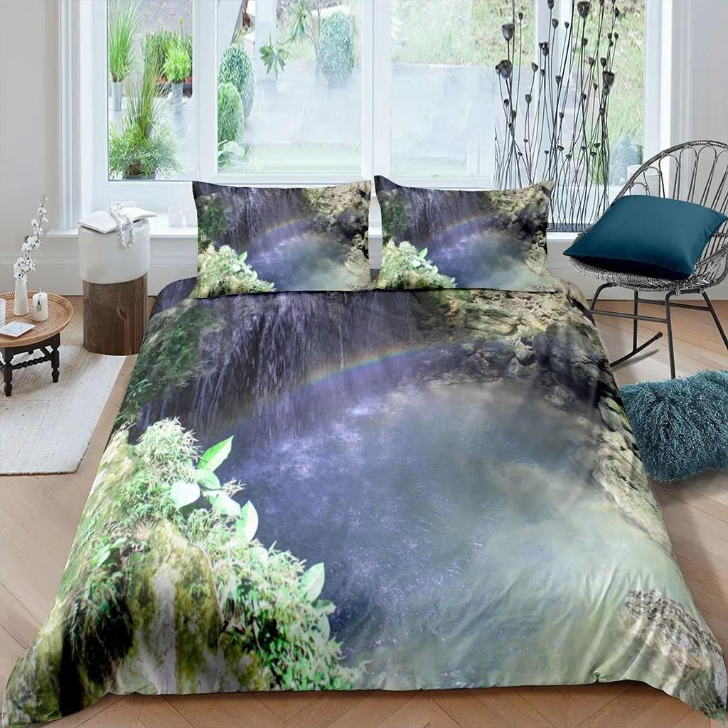 Smoky Mountain Bettbezug Kiefern Jungen Landschaft Bettdeckenbezug Naturlandschaft Kunst Studentenwohnheim Zimmerdekoration Queen King Größe