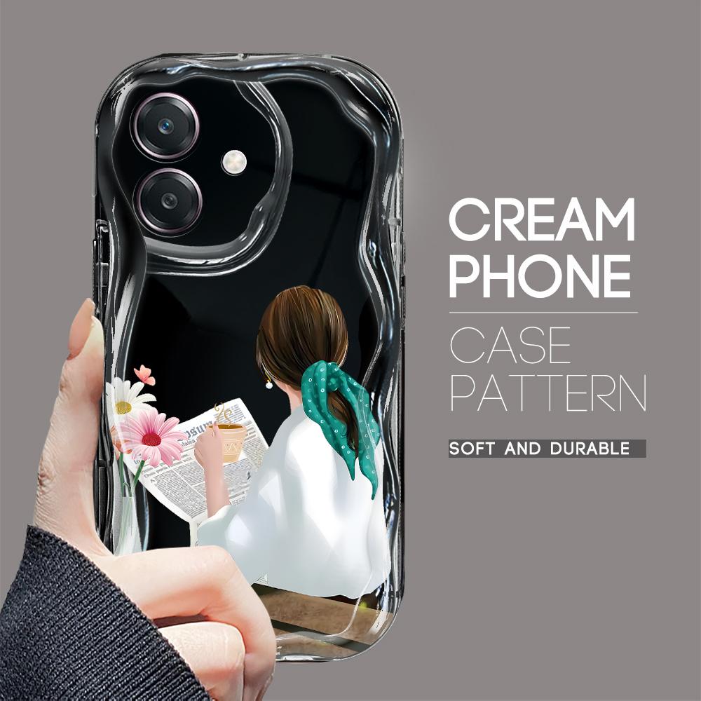 For OPPO A38 A18 A60 A58 A57s A96 Reno12 13 Realme C31 C30 Vivo V30 Y27s Y28 Y36 Y76 Colorful Love Heart Soft Wave Ege Shockproof Case