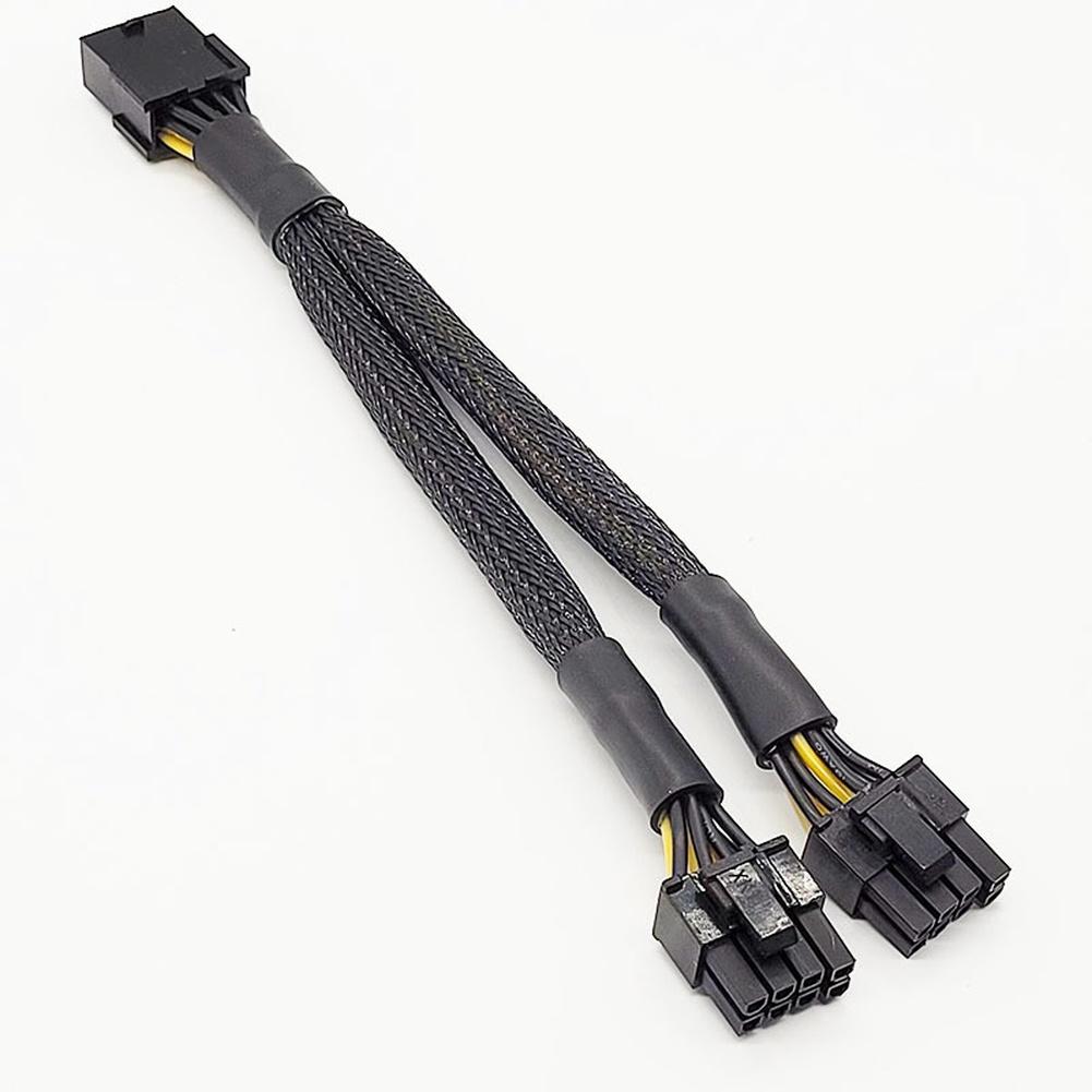 For GPU Graphics Card Power Extension Cable 8pin For PCI-E to 2x 6+2pin for Mining Rig 18AWG Copper Wire Flexible Modular Design