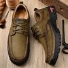 Fashion 2025 New Men Genuine Leather Sneakers Hiking Shoes Casual Leather Lace Up Outdoor Oxfords Antiskid Thick Bottom Walking Shoes