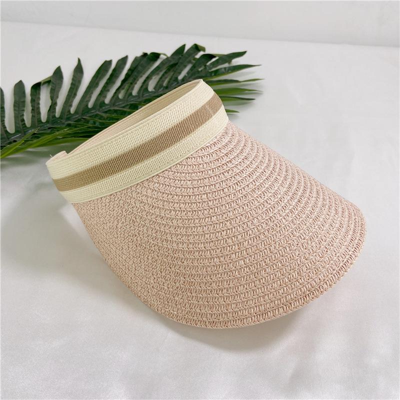 Summer travel sunscreen visor straw woven topless hat children's tide fashion versatile empty top straw hat cap