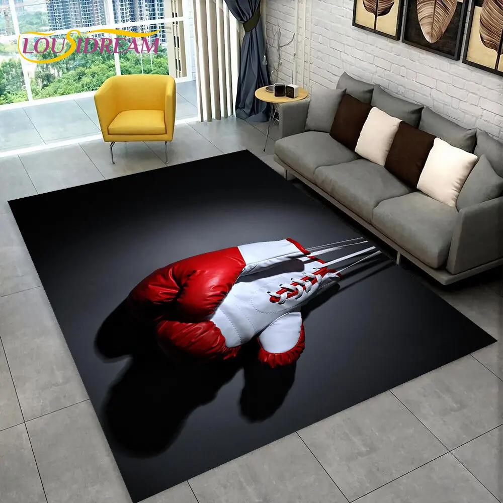 3D Boxing Gloves Boxer Fight Area Rug Large,Carpet Rug for Living Room Bedroom Sofa Doormat Decoration,kids Non-slip Floor Mat