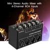 Mini Stereo Audio Mixer with 4 Channel RCA Inputs Separate Volume Controls Full Metal Shell