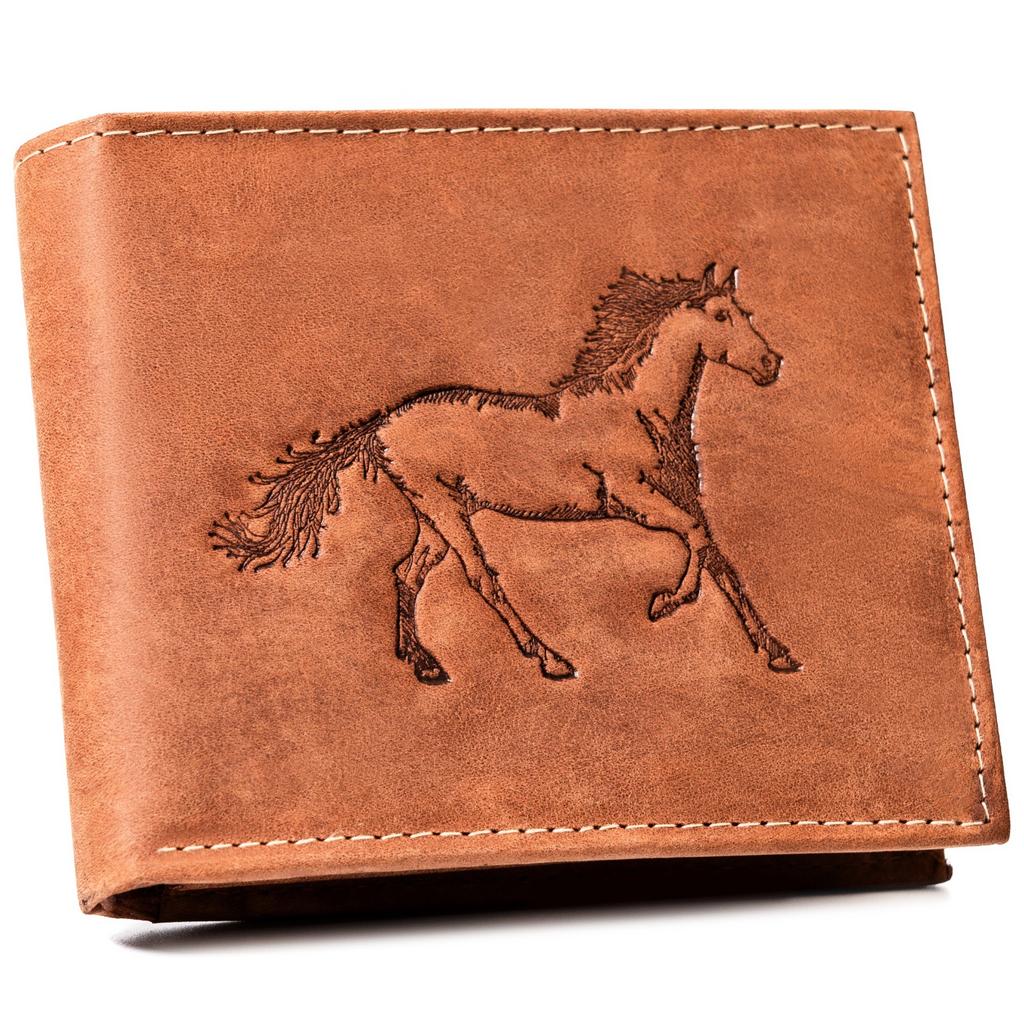 Portafoglio da uomo in pelle N992-CHM-HORSE-BL COGNAC