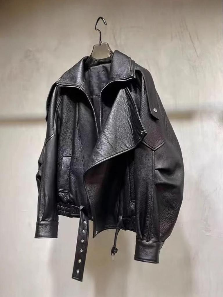 Men's Retro PU Leather Motorcycle Jacket: Heavy-Duty, Trendy Autumn Style, Casual Cool Coat.