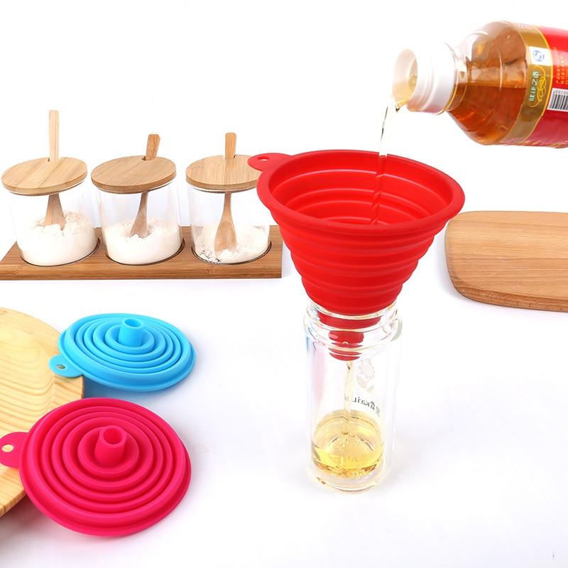 1pcs Mini Foldable Funnel Silicone Funnels Be Hung Household Liquid Dispensing Kitchen Tools