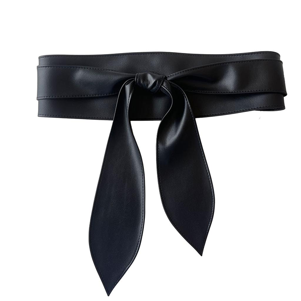 Waist Belt Obi Belt Knotted Self Tie Wrap Belt for Wrap Dress Halter Dress Wide Cinches Belt Soft PU Tie Up for Girls