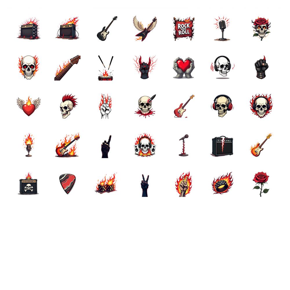 Edgy Rock And Roll Decals Gothic Skull Stationery Stickers Funny Stickers For Guitar Phone