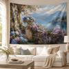 Vintage See Garten Wandteppich Hortensie Blumige Landschaft Ölgemälde Zum Aufhängen für Schlafzimmer Wohnzimmer Dekor Geschenk
