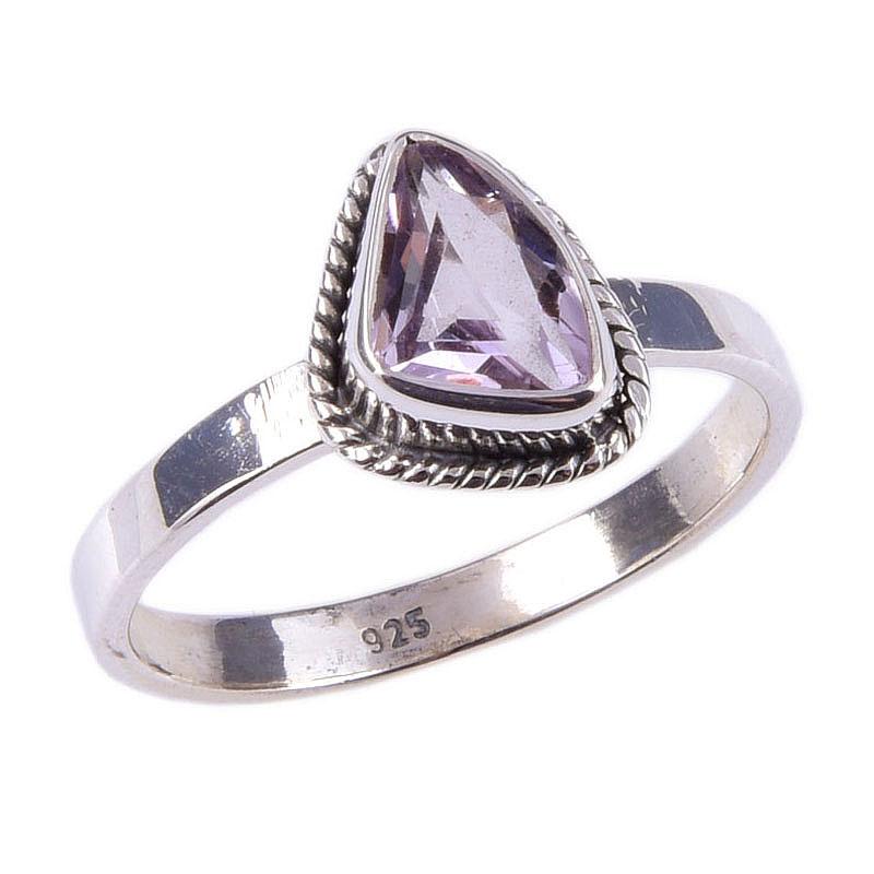 Naturalny Różowy Ametyst Kamień Szlachetny Ręcznie Robiony Pierścionek z Solidnego Srebra Sterlingowego 925 S.8 C4Q14