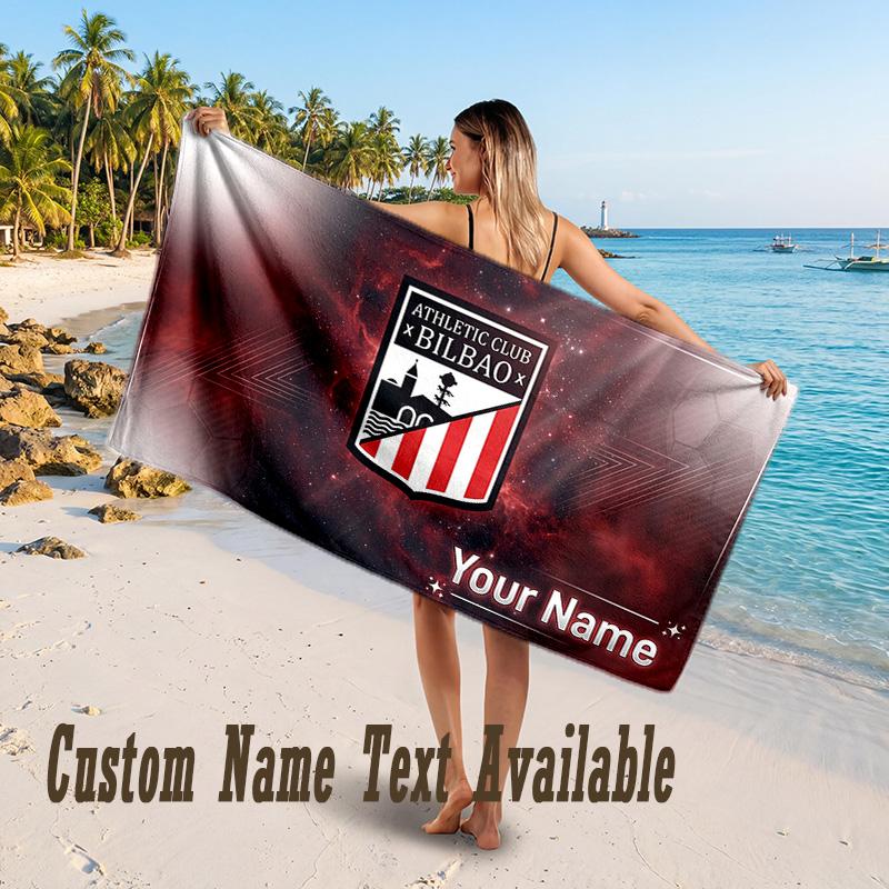Athletic Bilbao FC Design Beach Towel Custom Text Large Towel for Beach Vacation