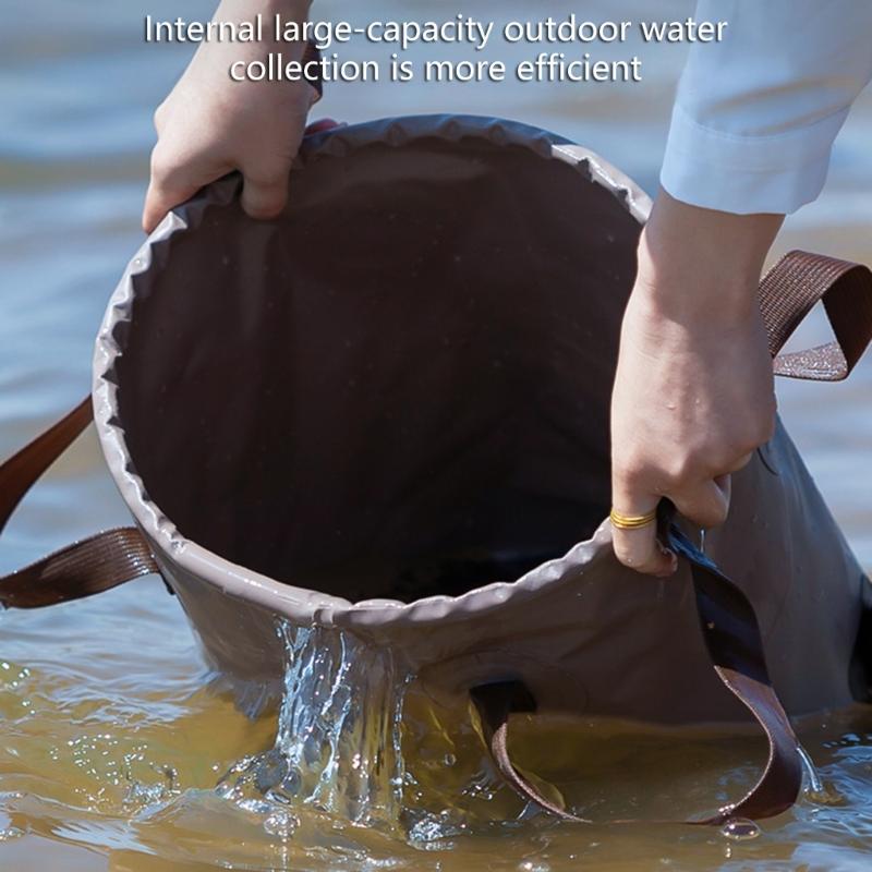 Tragbarer faltbarer Fischereieimer 25L Fassungsvermögen Handeimer Outdoor-Reise Wasseraufbewahrungsbeutel für Outdoor-Aktivitäten