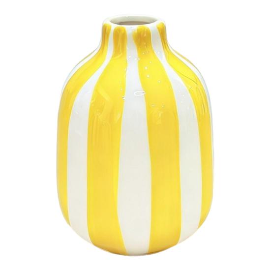 

Керамическая полосатая ваза, расписанная вручную, современная, в скандинавском стиле, бохо, небольшой декоративный цветочный горшок для прикроватной тумбочки, кухни, комнатного помещения, centerpiece жёлтый