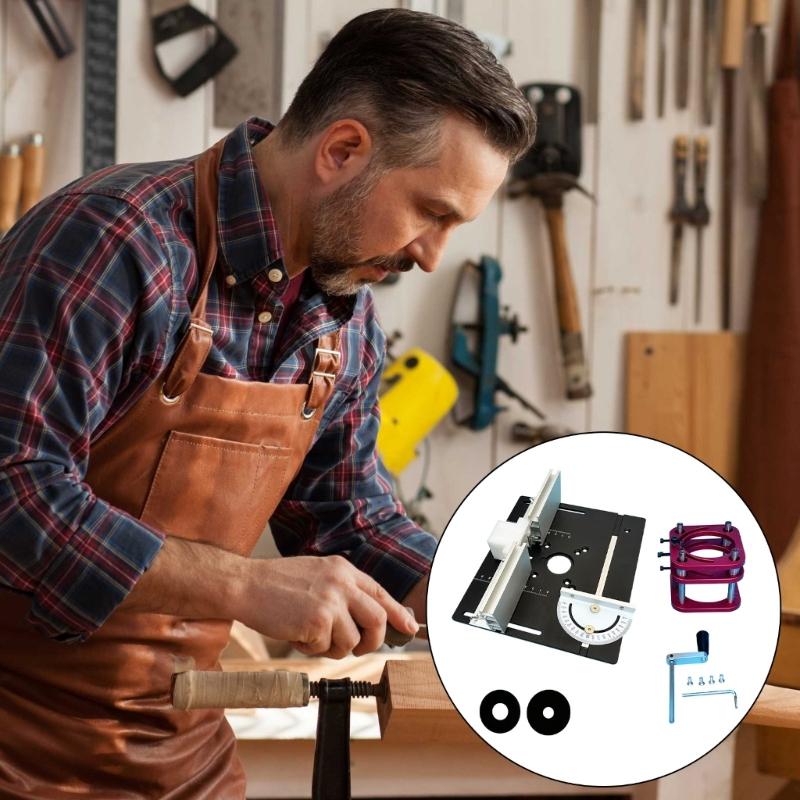 Professional Wood Router Lift Assembly Aluminum Alloy Base Plate 240x200mm Size Manual Adjustment Woodworking Station