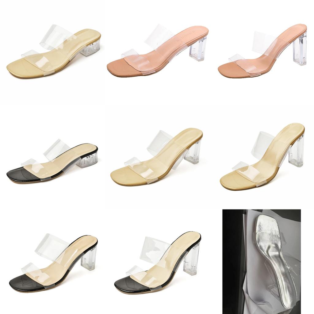 Transparent Water Crystalaccented Flat Sandals For Adult Women Summer Casual Wear