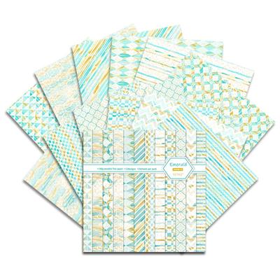 24 Sheets Cardstock Paper Pad Cardmaking Paper Emerald Themed Single-sided Patterns Scrapbook Paper Printing Decorative Paper Craft Photo Album Decor