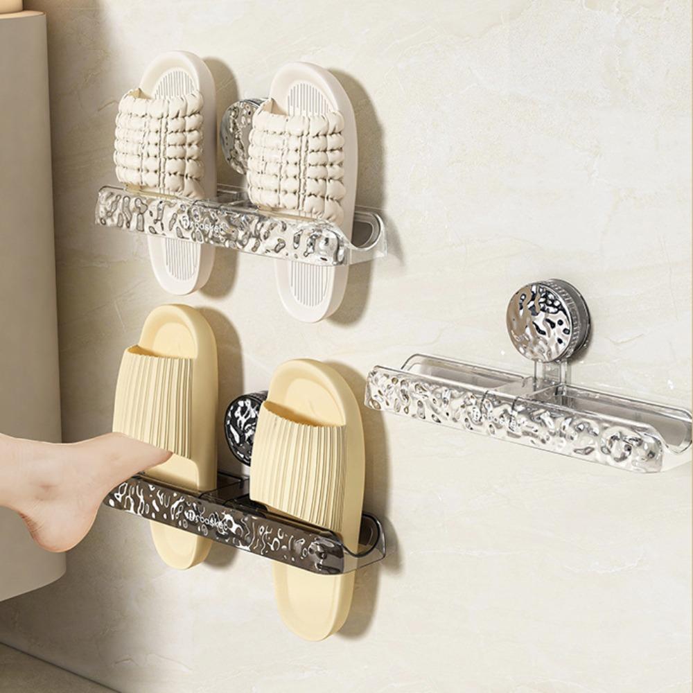 

Punch-Free Suction Cup Slipper Hanger Space Saving Drying Slippers Hook Household Supplies срібний