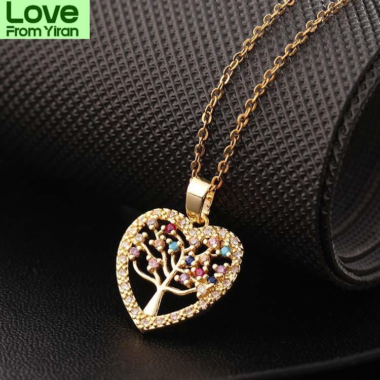 Rhinestone Tree Of Life Pendant Chokers Necklaces Women Accessories Trend Colorful Crystalline Jewelry Eye Catching Statement NecklaceStatement