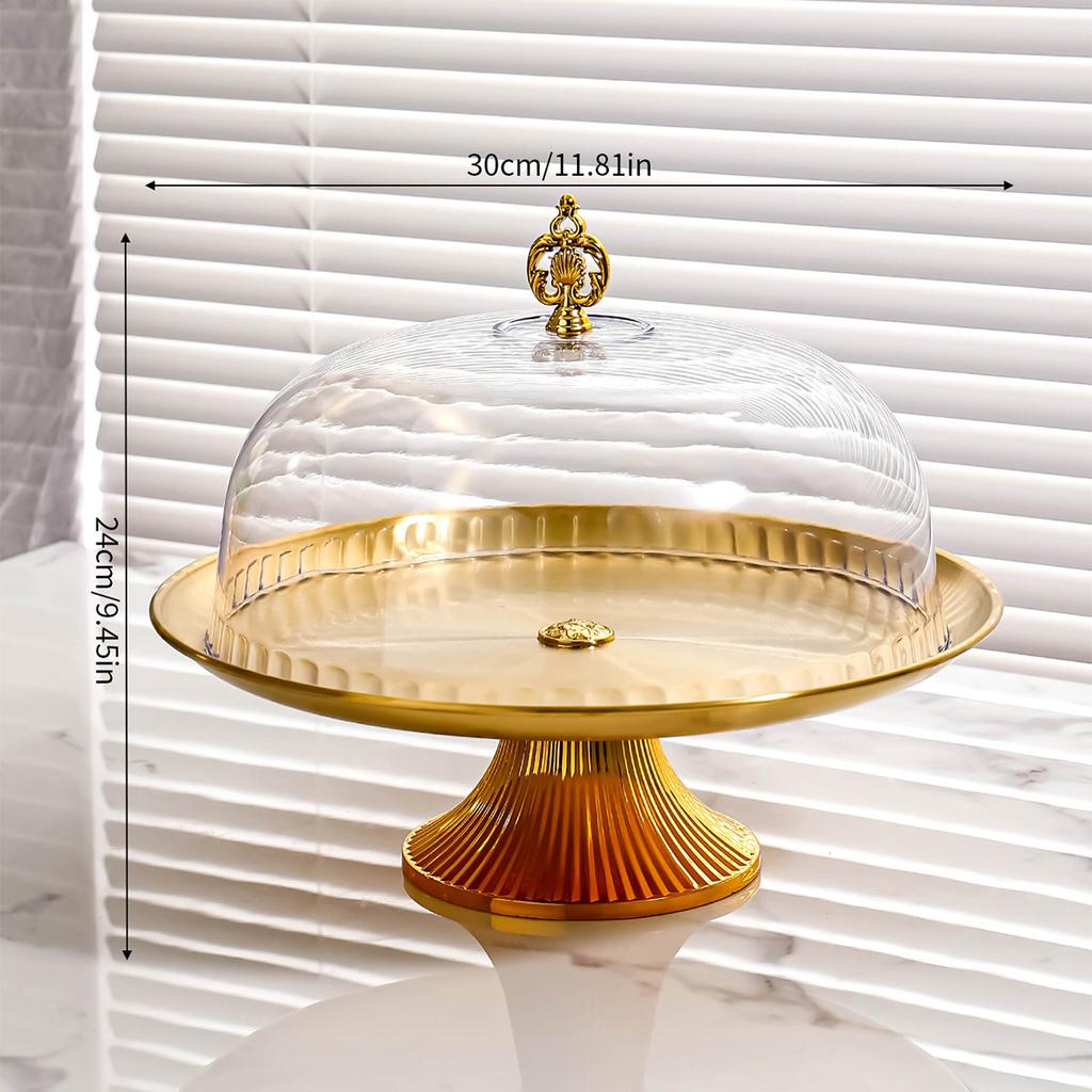 Snacks and Dessert Table Ornaments Display Stand with Covering Cake Stand Living Room Home Use Snack Plate Fruit Dish Single Layer Fruit Plate