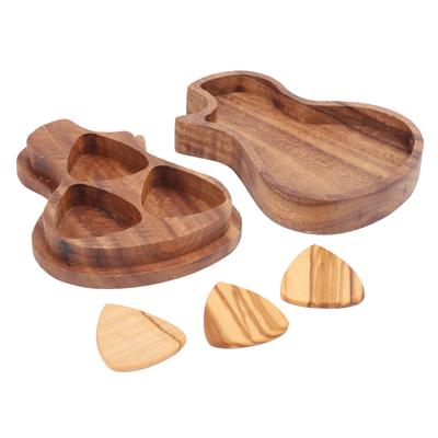 Wooden Guitar Picks Box Set for Acoustic Guitars Electric Guitars Bass Ukulele AccessoryLarge