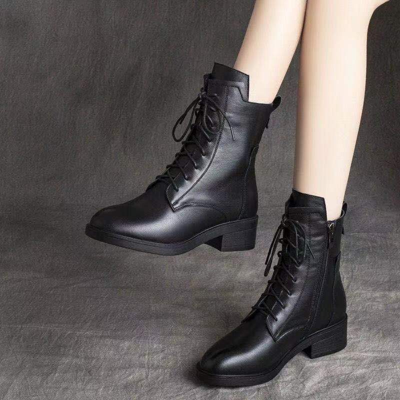 Women's Lightweight Comfortable Cold Warm Padded Snow Boots Non-slip Wear Outdoor Leisure Sports Leather Waterproof Cotton Boots